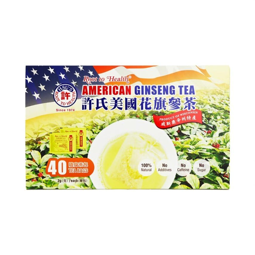 Hsu 's SKU 1038 Amerikansk Ginseng Tea Tasker 40 ct Box