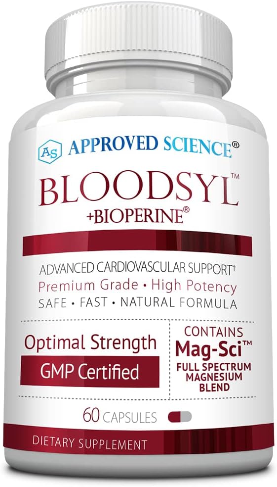 Approved Science Bloodsyl - Supports Blood Flow - Hawthorn Berry, Magnesium, BioPerine - Vegan - 60 Capsules - Pack of 1