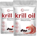 2 Pack Antarktiske Krill Oil Supplement, 1000mg Per Serving, 120 Soft- Gels Hver, Rich in Omega- 3s, EPA, DHA & Astaxanthin, Understøtter Brain Health, Premium Krill Oil Capsules Liquid Softels