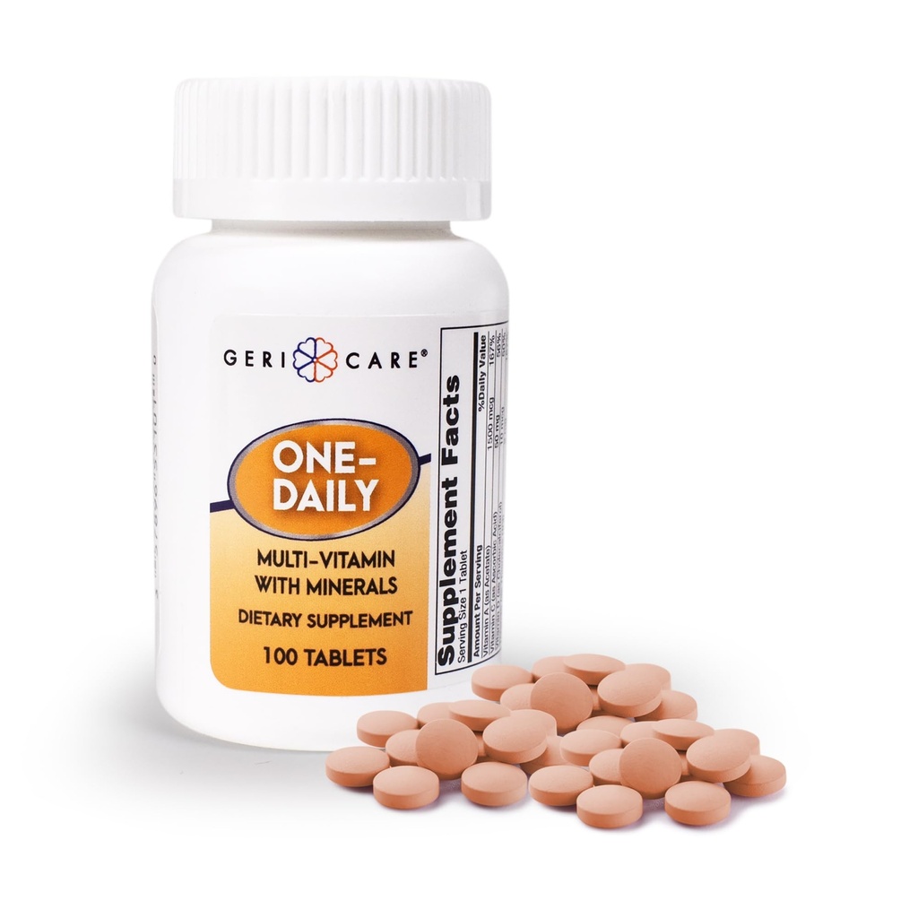 One- Daily Multivitaminer med mineraler til mænd og kvinder (100 tabletter) af GeriCare Б124; High- Potency Multi- Vitamin & Multimineral Dietary Supplement for Immunitet, Energy Б124; Komplet daglig ernæringsmæssig støtte
