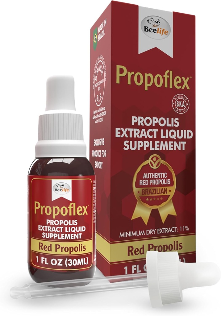 Beelife Red Bee Propolis Extract,100% Pure Extract Bee Propolis Tincture, High Artepillin-C Levels - Natural Immune Support- from Brazil, Certified ISO 22000, Kosher (30ml/ 1Fl.Oz)