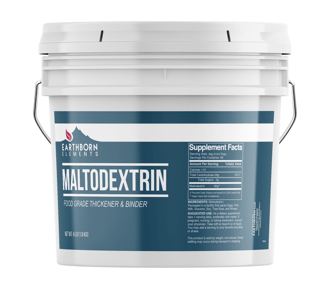 Earthborn Elements Maltodextrin (1 Gallon) Vand Opløselig, Kompleks Kulhydrat til træning Shakes, Ingen Kunstig farve eller Flavor