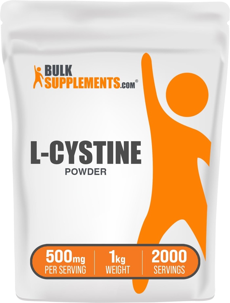 BulkSupplements.com L- Cystine Powder - L- Cystine 500mg, L- Cystine Supplement, Aminosyretilskud - for immunforsvar, Gluten Free, 500mg per servering, 1kg (2,2 lbs) (Pack of 1)