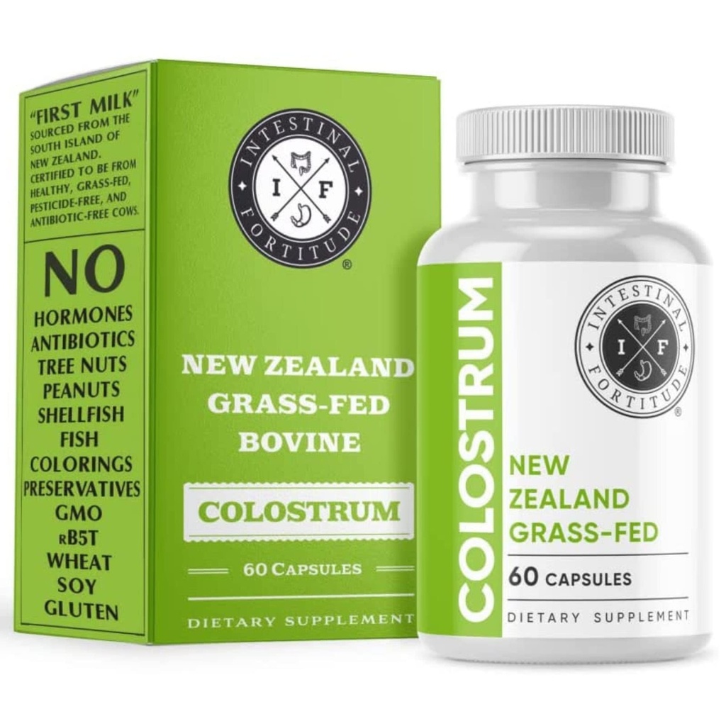 Intestinal Fortitude 100% Grass Fed New Zealand Køer Colostrum Kapsler, Grassfed, Hormonfri, GMO fri, Optimal Gut Sundhed og Immunsystemet Support, Leaky Gut, IBD, 500 mg Kapsler, 60 CT