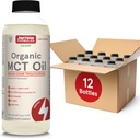 Jarrow Formulas Organic MCT Oil - 16 fl oz - Fast Fuel for Brain & Muscles - Captain (C8) + Capric Acid (C10) - Ketogent Diet Friendly Supplement - Unflavored (Pack of 12)