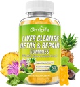Leverrensning Detox & Reparation Gummies med mælk Thistle 3000mg, 24- in-1 Lever sundhed supplement med Mælkebøtte, Artiskoke, Sukker fri lever Detox Gummies, Ananaskage - 60 Greve