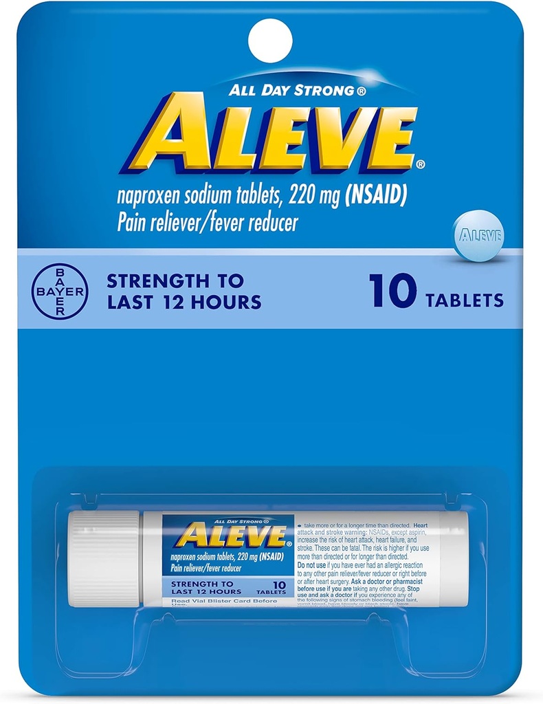 Aleve tabletter med Naproxen natrium 220mg NSAID smerte RelieverFever Reducer, 10 Tæl