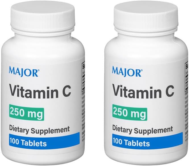 MAJOR Vitamin - C 250 mg Ascorbinsyretabletter, 100 CT - pakning med 2 stk.