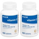 MAJOR Vitamin - C 250 mg Ascorbinsyretabletter, 100 CT - pakning med 2 stk.