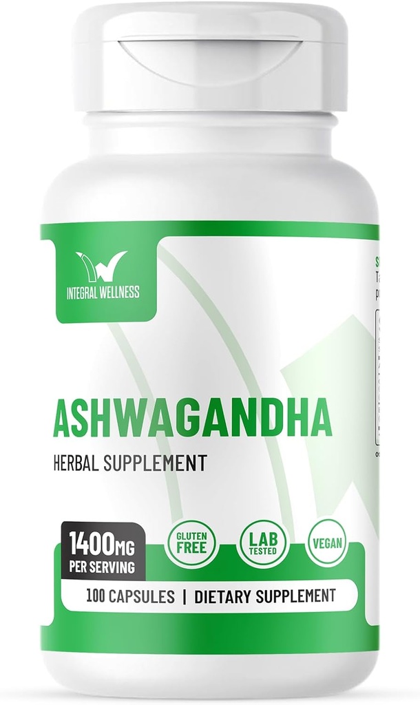 Ashwagandha w/Black Pepper Extract - 1400mg (100 Caps) | 3rd Party Tested & Filler-Free - Vegan