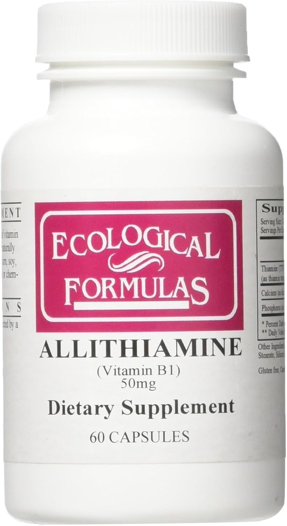 Økologiske formler Allithiamin vitamin B1 50 Mg, hvid, 60 Greve