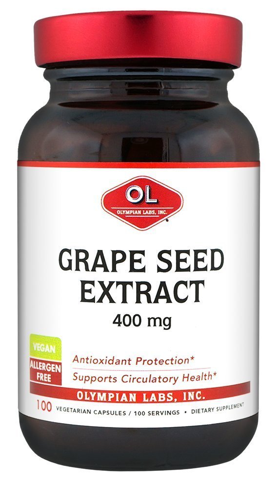 Olympian Labs Grape Seed Extract 400mg Veganske Kapsler 124; Understøtter hjerte & immunforsvar, Antioxidant - 100 Greve