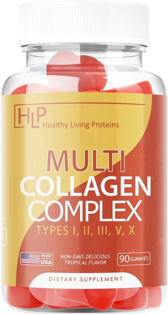 Sund Living Proteins against 124; Multi Hydrolyzed Collagen Complex Peptider Type I, II, III, V & X Share124; Pure Organic Proteins, Grass Fed Share124; Keto, Amino Acids against 124; Collagen Gummies (90 Tæl)