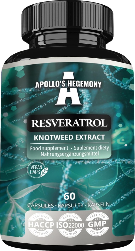 APOLLO 'S HEGEMONY Resveratrol High Dosis 400 mg - 60 Veganske kapsler - 2 Måneder Supply - 98% Trans- Resveratrol fra Japansk Knotweed Extract - Natural Antioxidant