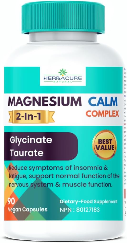 Magnesium CALM Complex 2 i 1 Glycinate og Taurate 90 enheder USA købte ingredienser kun Ny 2024