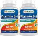 Bedste Naturals Vitamin b6 200mg til voksne, 120 tabletter (120 greve (pakke med 2))