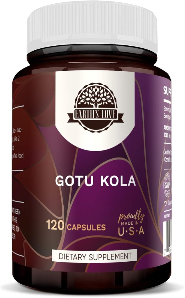 Jordens kærlighed - Gotu Kola 120 Kapsler, 500 mg, Gotu Kola (Centella Asiatica) Tørret urt (120 Kapsler)