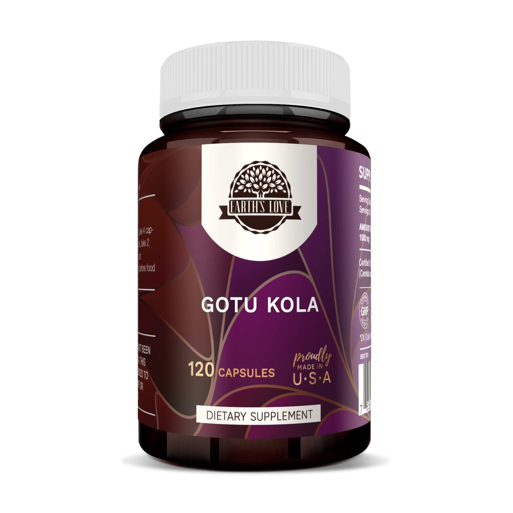 Jordens kærlighed - Gotu Kola 120 Kapsler, 500 mg, Gotu Kola (Centella Asiatica) Tørret urt (120 Kapsler)