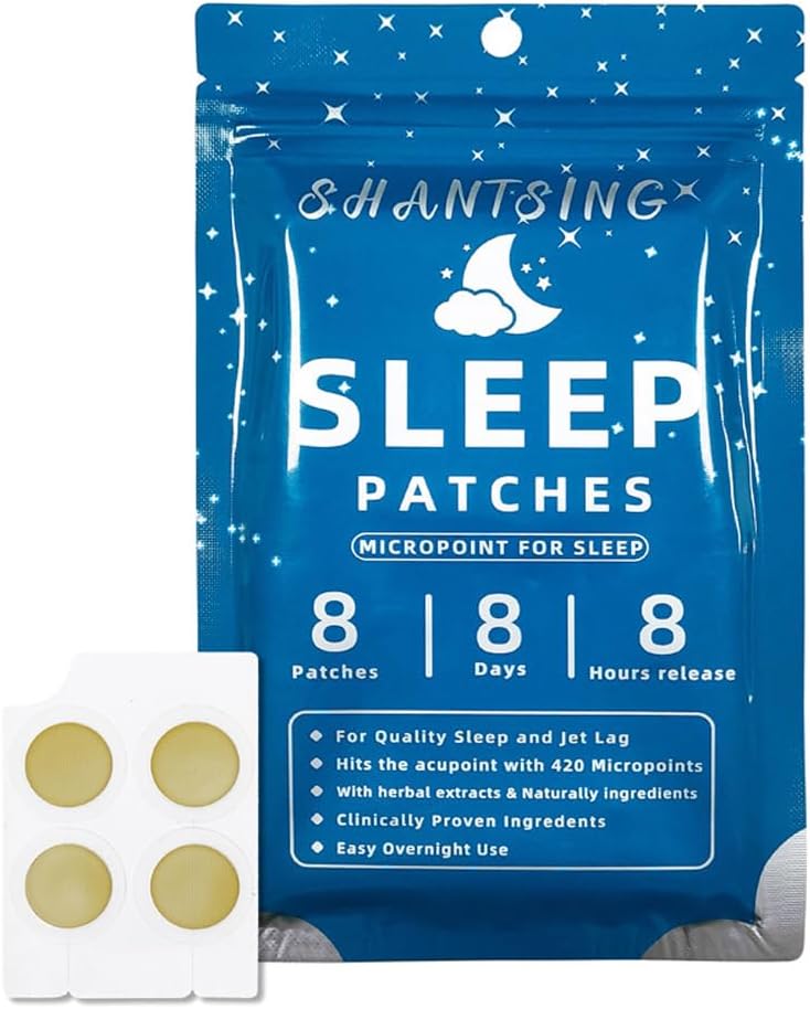 Søvn Patches for voksne, Jat Log Søvn Support Patches med 420 Hyaluronsyre micropoints, Anvend på Yintang, Anmian Acupoint, Kontinuerligt Brug fire uger, naturlige planteingredienser, 8 Greve