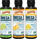 Barlean 's Omega 3 Fish Oil Liquid Supplement 3 -Flavor Variety Pack til mænd og kvinder, EPA og DHA Fede syre, omfatter Key Lime Pie, Lemon Crème og Mango Peach Flaves, 8 oz