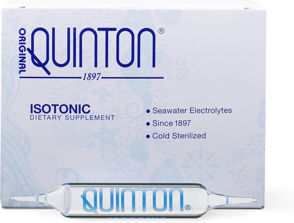 Quicksilver Scientific Original Quinton Isotonic løsning med Sea Water Minerals + Alpine Spring Water - Flydende hydrering, Electrolyte + Multi Minerals supplement (30 enkelt serveringshætteglas)