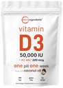 Micro Ingredients Vitamin D3 50.000 IE + K2 MK- 7 200 mcg, 240 Softgels against 124; Virgin Coconut Oil Removal 124; 2- in-1 Bone, Immun & Heart Support Removal 124; Let at synke, Non- GMO