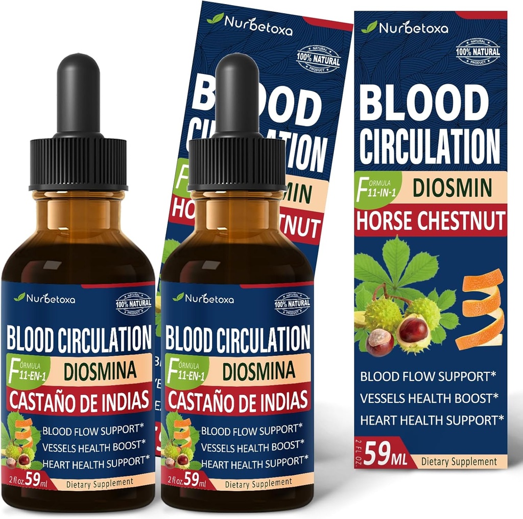 Blodcirkulationsdråber, nitrogenoxid supplement til blodgennemstrømning, tryk & hjerte sundhed W / Horse Chestnut Extract Liquid. Castaño de Indias y Diosmina para la Circulacion y Varices. 4 oz