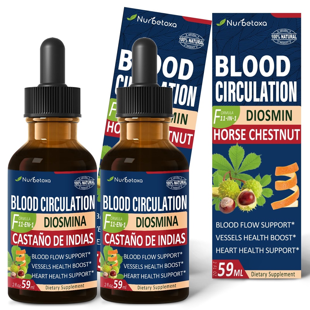 Blodcirkulationsdråber, nitrogenoxid supplement til blodgennemstrømning, tryk & hjerte sundhed W / Horse Chestnut Extract Liquid. Castaño de Indias y Diosmina para la Circulacion y Varices. 4 oz