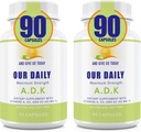 Vores daglige Vites ADK supplement - vitamin A, D3 & K2 (som MK7) - ben, immunsystem support - høj potens Vitaminer med ikke GMO ingredienser - Gluten Free, Soy Free vegetabilsk kapsler 180 CT