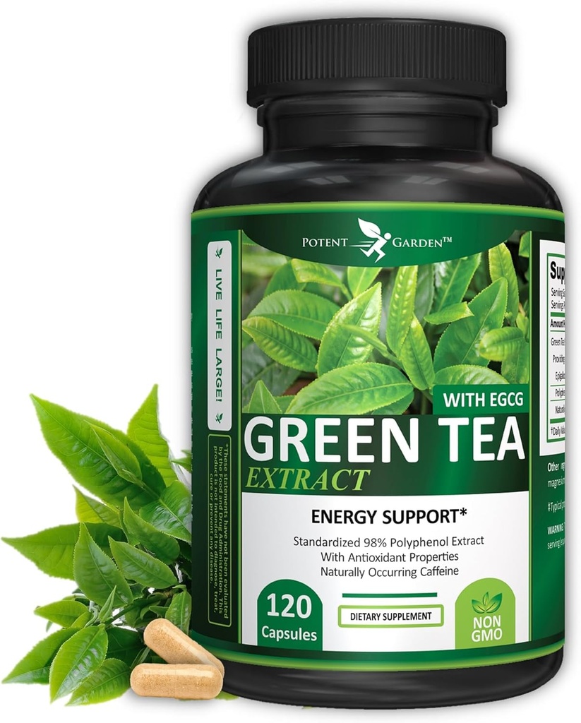 Potent Have Green Tea Extract med EGCG Natural Energy, Mental Focus, immunforsvar, Antioxidant og sund hjerteformel, Non- GMO 120 Green Tea Extract kapsler