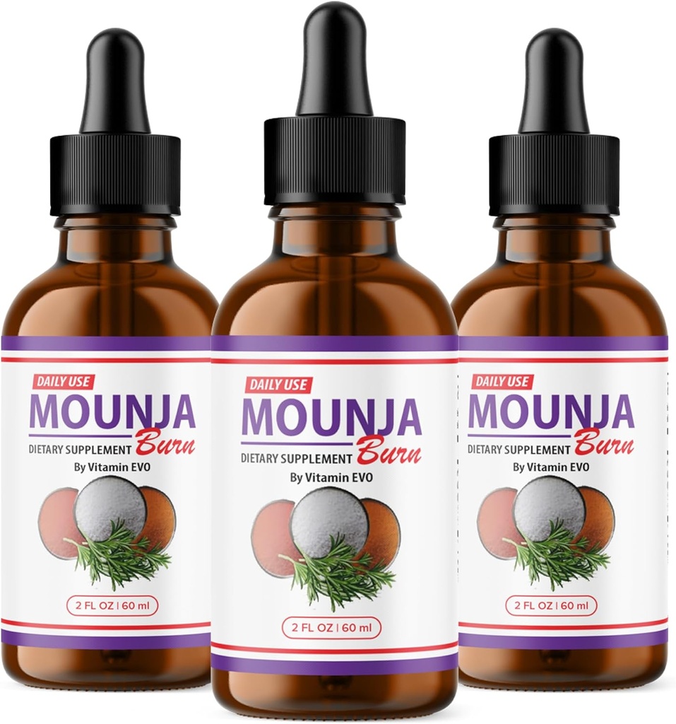 (3 Pack) Mounja Burn Drops - Officiel Formel - Mounja Burn Kosttilskud Drops, Mounja Liquid Drops Maksimal styrke Samlet wellness support Formel MoujaBurn Mounja Burn Advanced (3 flasker)