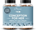 Konception Fertilitet Kosttilskud til kvinder - Aids Ovulation, Hormonal Balance, & regelmæssige cykler - Prenatal Vitamin Support med Myo-Inositol, Folate, Folinsyre, Vitex - 120 Vegetar bløde kapsler