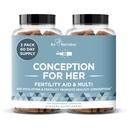 Konception Fertilitet Kosttilskud til kvinder - Aids Ovulation, Hormonal Balance, & regelmæssige cykler - Prenatal Vitamin Support med Myo-Inositol, Folate, Folinsyre, Vitex - 120 Vegetar bløde kapsler