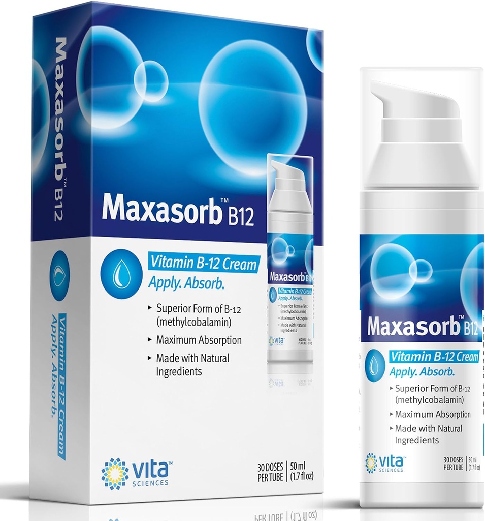 Vitamin B12 Cream Methyl B- 12, Methylcobalamin B12 1000 mcg energi, sundhed & vibrant hud, kraftfuld tematisk B12 Skin Cream - Hjælper med Eksem & Psoriasis. Energi ligesom B12 Patch