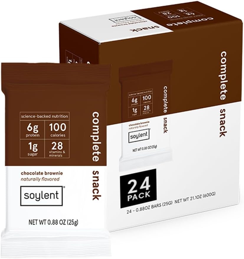 Soylent Snack Mini Protein Bars - Chokolade Brownie, 1g sukker, Protein Bars, Gluten Free, 6g Vegansk Energi - 24 tæller