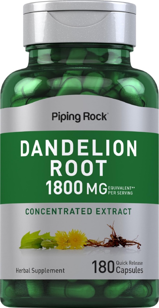 Piping Rock Mælkebøtte Root Kapseler: 124; 1800mg; 124; 180 Grev: 124; Urtetilskud: 124; Koncentreret ekstrakt: 124; Gluten fri, ikke-GMO