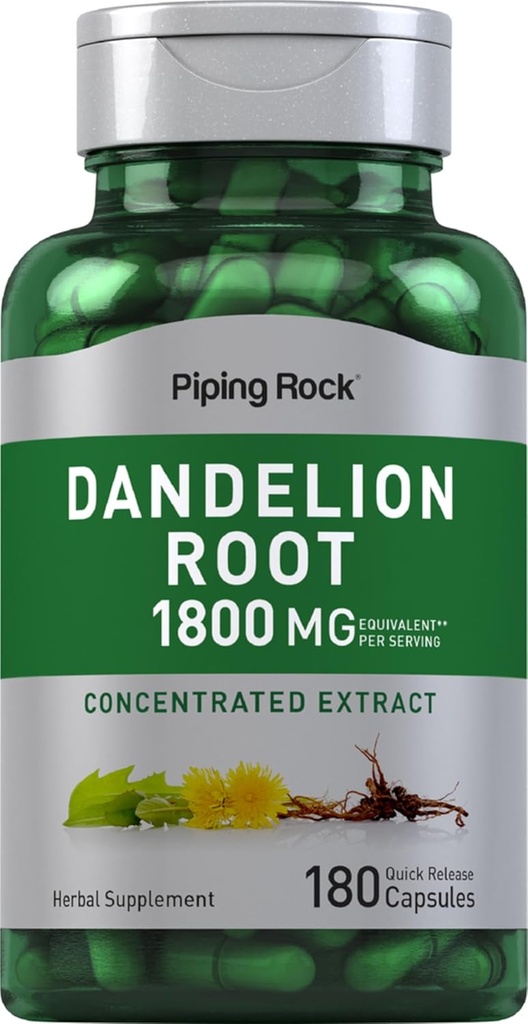 Piping Rock Mælkebøtte Root Kapseler: 124; 1800mg; 124; 180 Grev: 124; Urtetilskud: 124; Koncentreret ekstrakt: 124; Gluten fri, ikke-GMO
