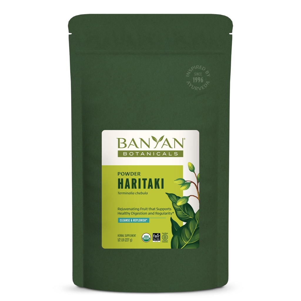 Banyan Botanicals Haritaki Powder - Certified Organic, 1 / 2 Pound - Terminalia Chebula - for afgiftning og foryngelse * - Organic, Vegan, Non- GMO, Gluten Free, Certified Fair for Life Fair Trade