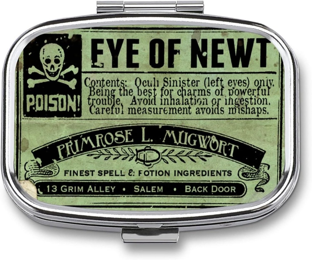 Metal 2 Compartment Pill Organizer Travel Friendly Portable Compact Pill Box Cute Pill Case to Hold Vitamins/Fish Oil/Supplements/Meds/Tablet for Purse/Pocket (Vintage Style)