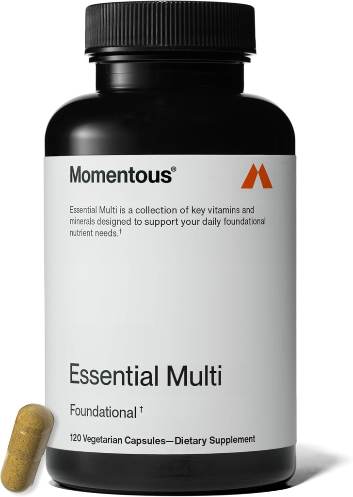 Momentous Essential Multivitamin for kvinder & mænd - Komplet Vitamin & Mineral Complex for atleter & Wellness Entistasts - GMO- & Gluten- Free - NSF Certified for Sport - 30 Servere