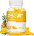 Magnesium Glycinate Gummies 1000mg - 90 Ct - 124; Magnesium Kalium Kosttilskud til afslapning, Stress Relief, med D-vitamin, B6, CoQ10 for rolig mood & dvalestøtte - Mango Pineapple Gummies