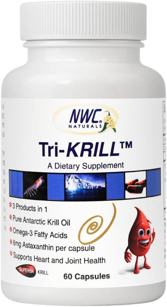 NWC Naturals Tri- Krill Oil Supplement til mænd og kvinder, understøtter fælles sundhed, hjerne funktion, og Samlet Wellness med Astaxanthin