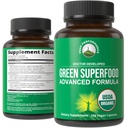 Organic Super Green 150 kapsler - Grøn Juice Superfood supplement med 25 alle naturlige økologiske ingredienser. Max Energy og Detox Super Food Pills med Spirulina, Spinat, Kale, Gurkemeje, Probiotika