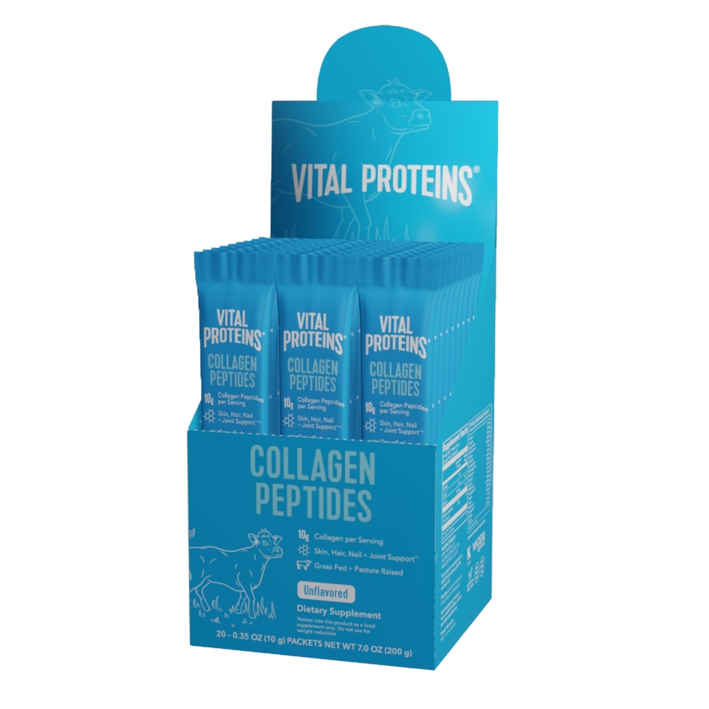 Vital Proteins Collagen Peptider Powder Supplement, Hydrolyzed Collagen Peptider Travel Pack, 20 Individuelle Pakker