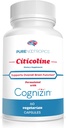 Pure Nootropics - CDP Cholin (Citicoline) Kapsler 300 mg Kapsler 124; 60 Veg Cap Value Pack 124; Understøtter kognitiv funktion og ydeevne, hukommelse, opmærksomhed og hjerne sundhed