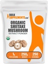 BulkSupplements.com Organic Shiitake Mushroom Extract Powder - Organic Shiitake Mushroom Powder Supplement, Immunity Support - Vegan & Gluten Free, 1g per Serving, 250g (8.8 oz) (Pack of 1)