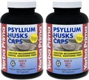 Yerba Prima Psyllium Husk Caps - 180 kapsler (pakke af 2) - Let at synke fibre supplement - Colon Cleanse - Gut Health - Non- GMO Gluten Free