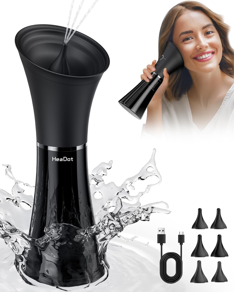 Headot Ear Wax Removal med smart vandtemperatur, Vand drevet Ørerenser med 6 tips, Sikker og effektiv Ørevoks Removal Kit med 4 trykniveauer - IPX7