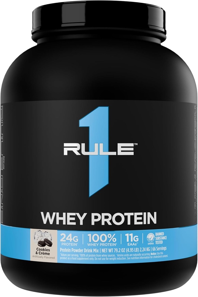 Regel 1 Whey Protein - 24g Fast- Actioning Protein fra All- Whey Kilder med naturligt occurering EAA & BCAA for workout Recovery eller Anytime Use (5 pounds *, Cookies & Crème)
