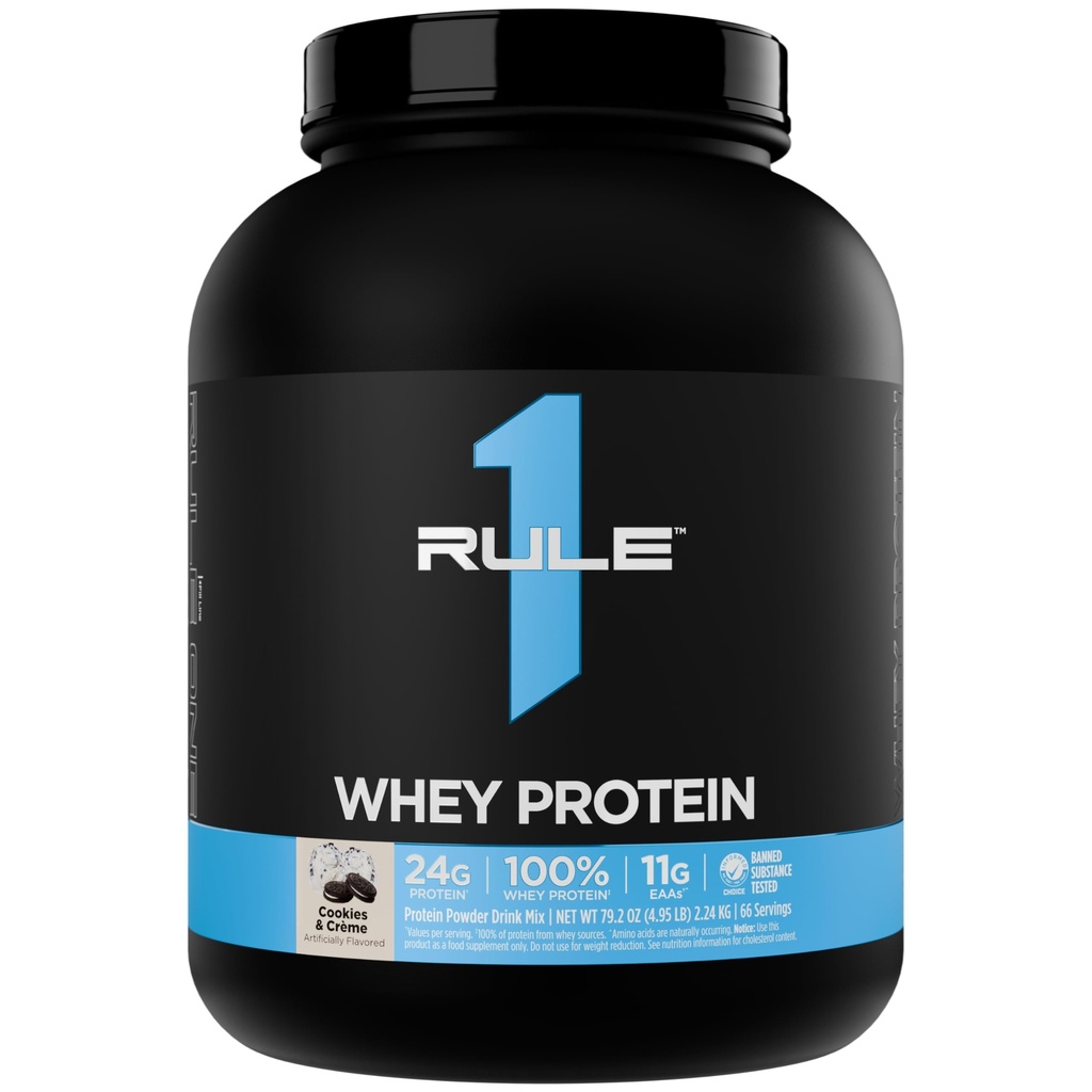Regel 1 Whey Protein - 24g Fast- Actioning Protein fra All- Whey Kilder med naturligt occurering EAA & BCAA for workout Recovery eller Anytime Use (5 pounds *, Cookies & Crème)